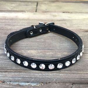 Black Patent Leather Swarovski Crystal Dog Collar